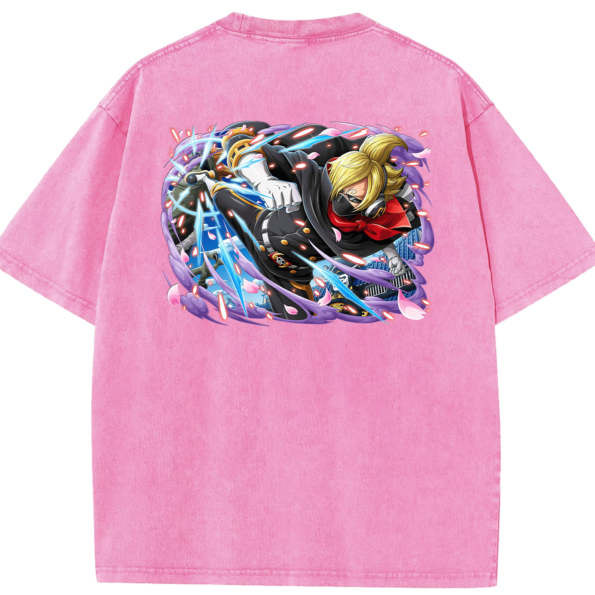 ワンピース サンジ ONE PIECE Sanji 綿100% ヴィンテージ風 半袖Tシャツ（背面プリント）